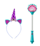 Toi Toys Isıklı Deniz Kızı Kabuğunda Sihirli Değnek ve İncili Prenses Taç Seti